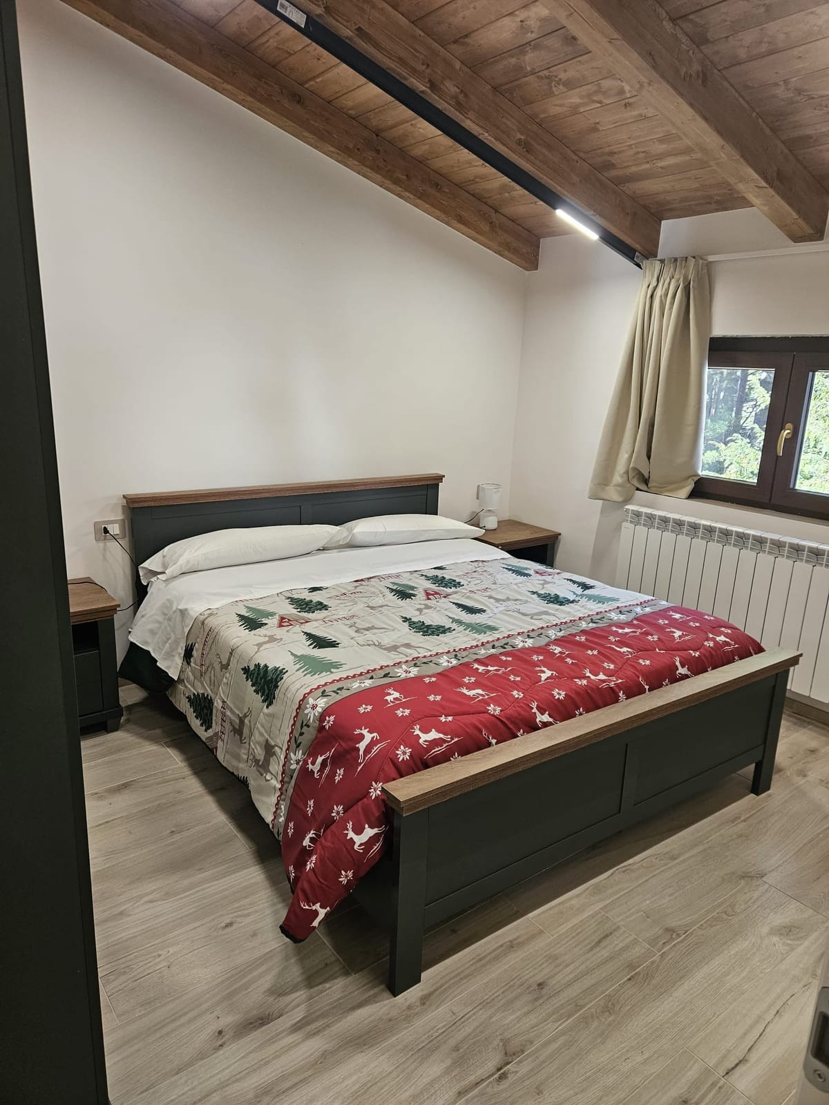 Abete apartment: bedroom with exposed beams